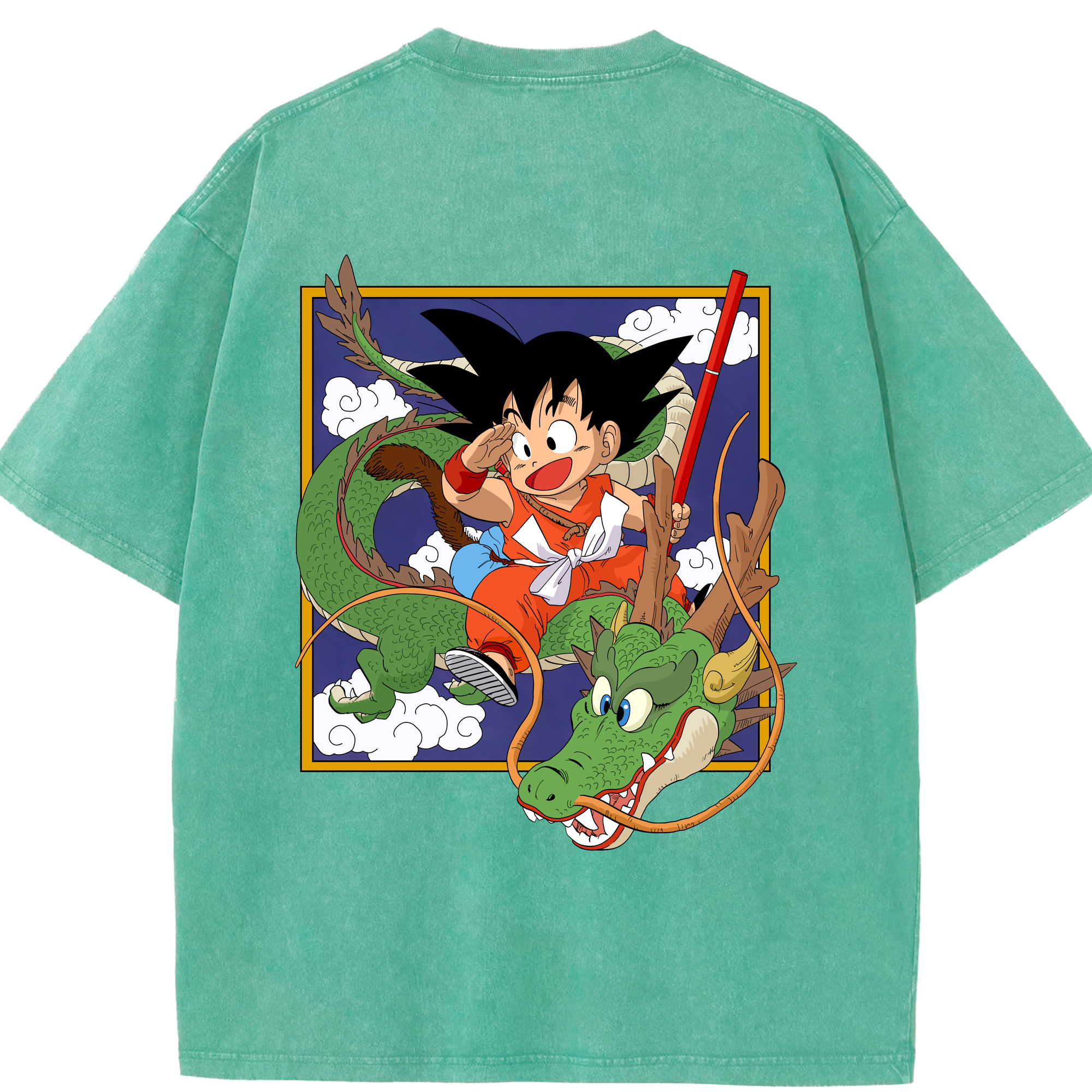（画像用） ドラゴンボール 孫悟空（そん ごくう）Son Goku カカロット DRAGON BALL Kakarotto 綿100% ヴィンテージ風 半袖Tシャツ（背面プリント）
